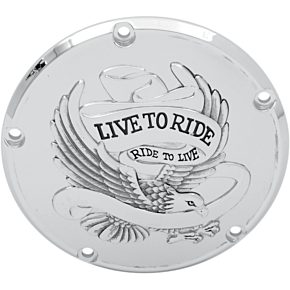 Live to Ride Derby Cover - 5-Hole - Chrome 1107-0157