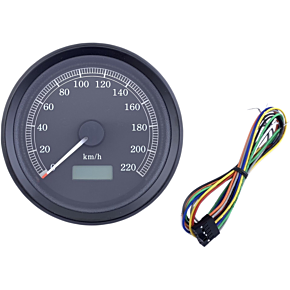 Universal 3-3/8" Programmable Electronic Speedometer - KPH - Black Face - Black Bezel 2210-0503