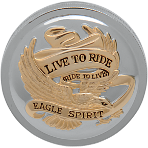 Gas Cap - Vented Live To Ride - Chrome with Gold DS-390147