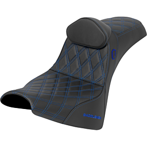 Pro Series SDC Performance Seat - w/ Backrest - Blue Stitch - Gripper - FXBB/FXST '18-'25 SC81830DB1