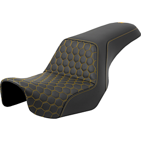 Step-Up Seat - Honeycomb - Gold Stitching - Dyna '06-'17 806-04-17707