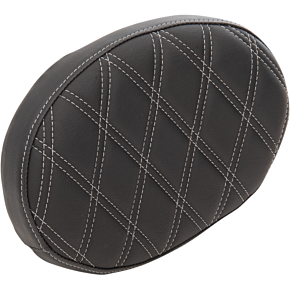 Drag Specialties Backrest Pad - Oval - Double Diamond - Silver Thread 0822-0429