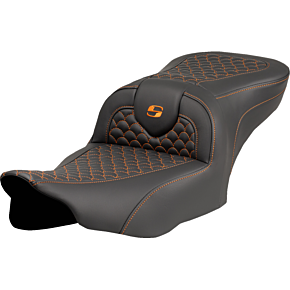 Roadsofa™ Seat - Dragon Scale Stitch - Orange Stitch - w/o Backrest - FLTR/FLHX '23-'24 823-07-20803