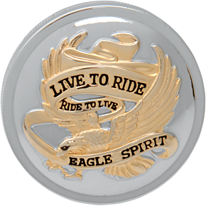 Gas Cap - Non-Vented Live To Ride - Chrome with Gold DS-390148