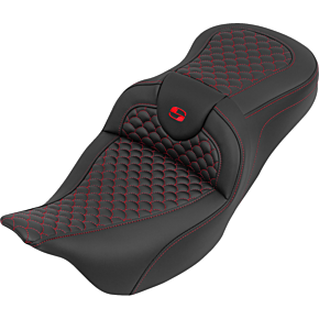 Roadsofa™ Seat - without Backrest - Dragon Stitch - Red Stitch - FLH/FLT '08-'25 808-07B-20804