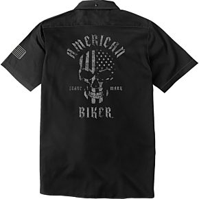 Biker Sam Contrast Stitch Shop Shirt - Black/Gray - Small ABBSAM16ST8BCHSR