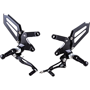 Adjustable Rearset - Black/Silver - Kawasaki RCT10GT-K02-BS