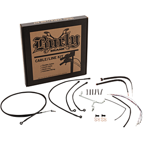 BURLY BRAND Handlebar Cable/Brake Line Kit - Complete - 14" Ape Hanger Handlebars - Stainless Steel B30-1158