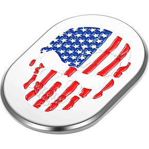 Antenna Cover - Left Rear Fender - American Flag Skull - Chrome FD24-AC-SS-LT