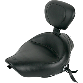 Mustang Wide Solo Seat - With Backrest - Black - Studded W/Concho - XL '04-'20 79439