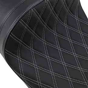 Drag Specialties Forward Low Solo Seat - Diamond - Silver Stitched 0801-1253