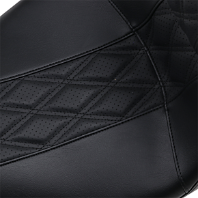 Le Pera Outcast GT Seat - 2-Up - With Backrest - Black Double Diamond - Perforated - FLH LK-997BRGT2