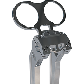 La Choppers Gauge Mount - Dual - Raw - Dyna/Sportster LA-7397-02R
