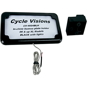 Cycle Visions Horizontal License Plate Mount with Light - '05+ XL - Black CV-4604BLH