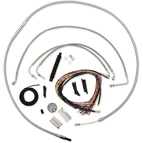 Handlebar Cable/Brake Line Kit - Complete - 18" - 20" Ape Hanger Handlebars - Stainless LA-8011KT2B-19