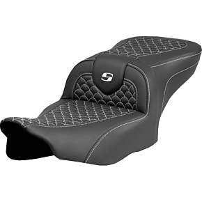 Roadsofa™ Seat - Dragon Scale Stitch - White Stitch - w/o Backrest - FLTR/FLHX '23-'24 823-07-20806