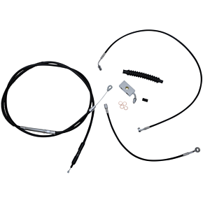 Handlebar Cable/Brake Line Kit - Complete - 15" - 17" Ape Hanger Handlebars - Black Vinyl LA-8152KT-16B