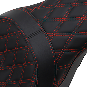 Drag Specialties Forward Positioned Predator 2-Up Seat - Double Diamond - Red Stitched 0801-1267