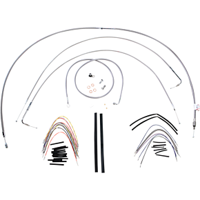 BURLY BRAND Handlebar Cable/Brake Line Kit - Complete - 16" Ape Hanger Handlebars - Stainless Steel B30-1055