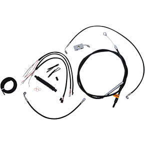 Handlebar Cable/Brake Line Kit - Complete - 15" - 17" Ape Hanger Handlebars - Black Vinyl LA-8152KT2-16B