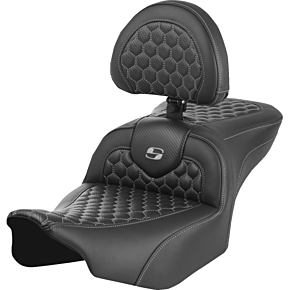 Roadsofa™ Seat - with Backrest - Honeycomb - Gray Stitch - FLTR/FLHX '23-'24 823-07-189B2