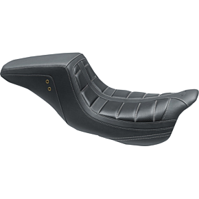 Mustang Squareback One-Piece Seat - Tuck and Roll - Black w/ Gun Metal Stitching 75239GM