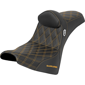 Pro Series SDC Performance Seat - w/ Backrest - Gold Stitch - Gripper - FXBB/FXST '18-'25 SC81830DB7