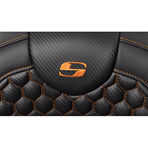 RoadSofa™ Seat - Honeycomb - Orange Stitch - with Backrest - FLH/FLT '08-'23 808-07B-189B3