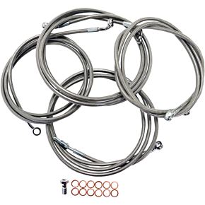 La Choppers Handlebar Cable/Brake Line Kit  - 12" - 14" Ape Hanger Handlebars - Stainless Steel LA-8052KT-13