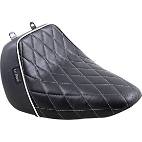 Bare Bones Solo Seat - Diamond Stitch w/ White Stitching/Piping - Black - FLFB LYO-007DMWTP
