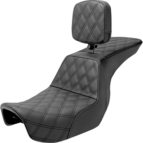Tour Step-Up Seat - Rider Backrest - Full Lattice Stitch - Dyna '06-'17 806-04-195BR