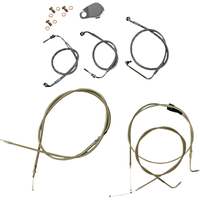 Handlebar Cable/Brake Line Kit  - 12" - 14" Ape Hanger Handlebars - Stainless Steel LA-8006KT-13