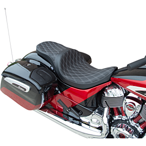 Drag Specialties Seat - Low-Profile - Touring - Double Diamond w/ Silver Stitching - Black 0810-2260