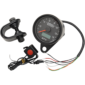 2.4" MPH Programmable Mini Electronic Speedometer with Odometer/Tripmeter - Matte Black - Black Face 2210-0257