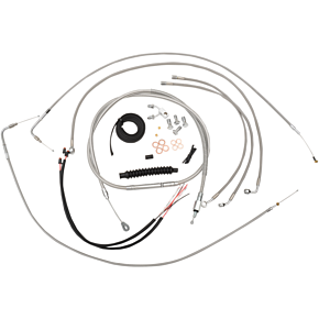 La Choppers Handlebar Cable/Brake Line Kit - Complete - 15" - 17" Ape Hanger Handlebars - Stainless LA-8122KT2-16