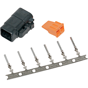 Deutsch Dtm 6-pin Black Plug W/6 Trmnls/wdglck Hd74116-98bk
