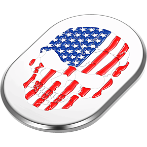 Antenna Cover - Right Rear Fender - American Flag Skull - Chrome FD24-AC-SS-RT