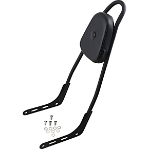 One-Piece Sissy Bar - Matte Black - Skull - With Pad 156T18-MB-SK-WP