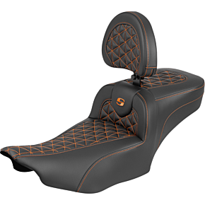 Roadsofa™ Extended Reach Seat - with Backrest - Orange Stitch - FLH/FLT '23-'25 823-07-211B3