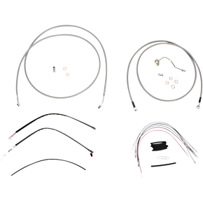 BURLY BRAND Handlebar Cable/Brake Line Kit - Complete - 15" Ape Hanger Handlebars - Stainless Steel B30-1120