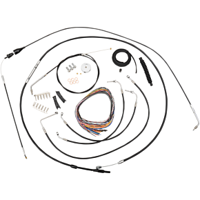 Handlebar Cable/Brake Line Kit - Complete - 18" - 20" Ape Hanger Handlebars - Black Vinyl LA-8006KT2B-19B