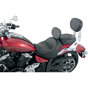 Seat - Vintage - Wide - Touring - With Driver Backrest - Two-Piece - Smooth - Black - Stryker 79661