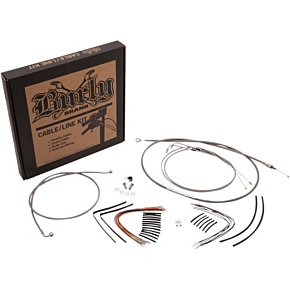 BURLY BRAND Handlebar Cable/Brake Line Kit - Complete - 13" Ape Hanger Handlebars - Stainless Steel B30-1238