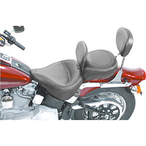 Wide Solo Seat - With Backrest - Vintage - Black - Smooth - FLST '00-'05 79121