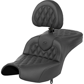 Roadsofa™ Seat - With Backrest - Black - Lattice Stitch - Indian Pursuit '22-'24 I22-02-182BR