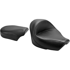 Seat - Vintage - Wide - Touring - Without Driver Backrest - Two-Piece - Smooth - Black - VT750 76521