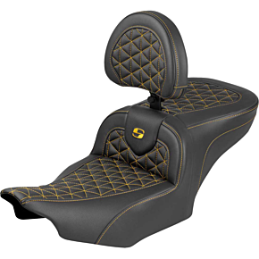 Roadsofa™ Seat - with Backrest - Gold Stitch - FLH/FLT '23-'25 823-07-210B7