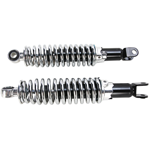 Custom Shorty Shocks with Shroud - Black Body/Chrome Spring Finish - Clevis Lowering 17-05697