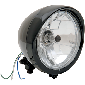 5-3/4" Head Light with Visor - Clear Lens - Black 2001-0551