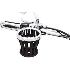 Drink Holder -  1-1/4" Handlebar Mount - Chrome/Black Clamp 50415